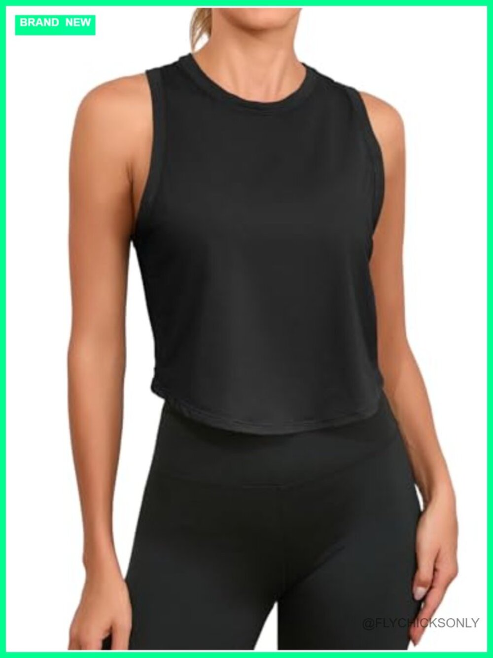 Womens Cropped Racerback Tank Top Sleeveless Crewneck Yoga Running Workout